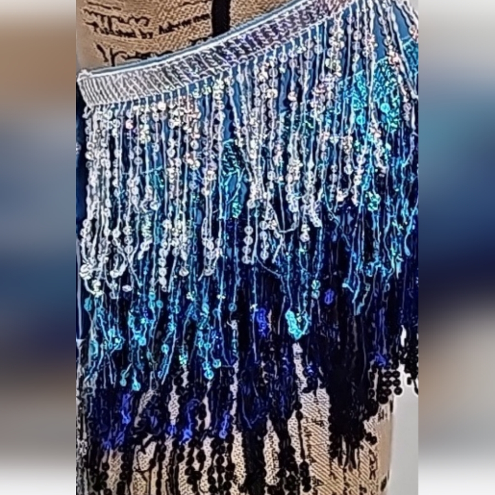 Layered Sequined Fringe Strapless Tie On Festival/Coverup/Party/Dance Top (OS) - Picture 8 of 11